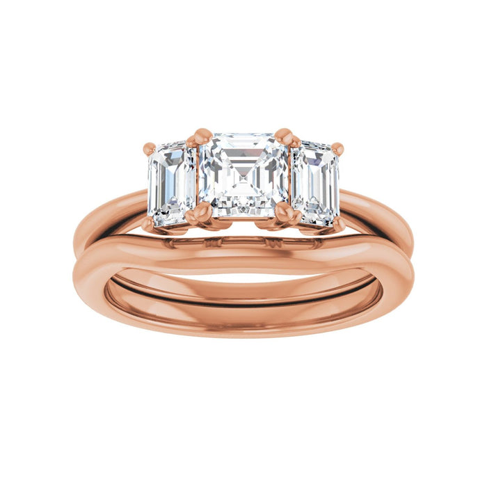 14K Rose Gold 5x5 mm Asscher 3/4 CTW Lab-Grown Semi-Set Engagement Ring