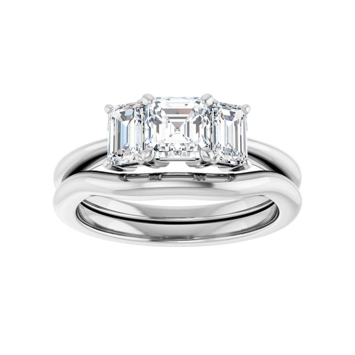 Platinum 5x5 mm Asscher 3/4 CTW Lab-Grown Semi-Set Engagement Ring
