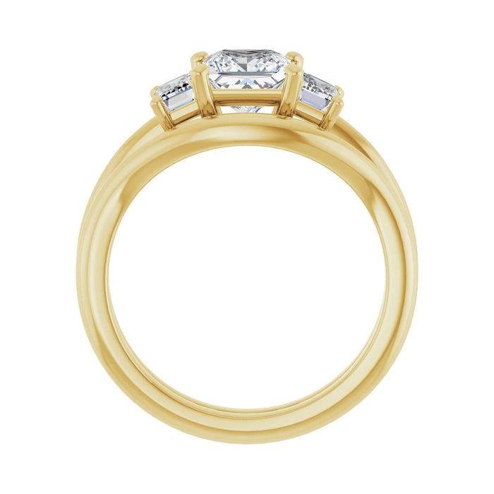 14K Yellow Gold 5.5x5.5 mm Square 3/4 CTW Lab-Grown Semi-Set Engagement Ring