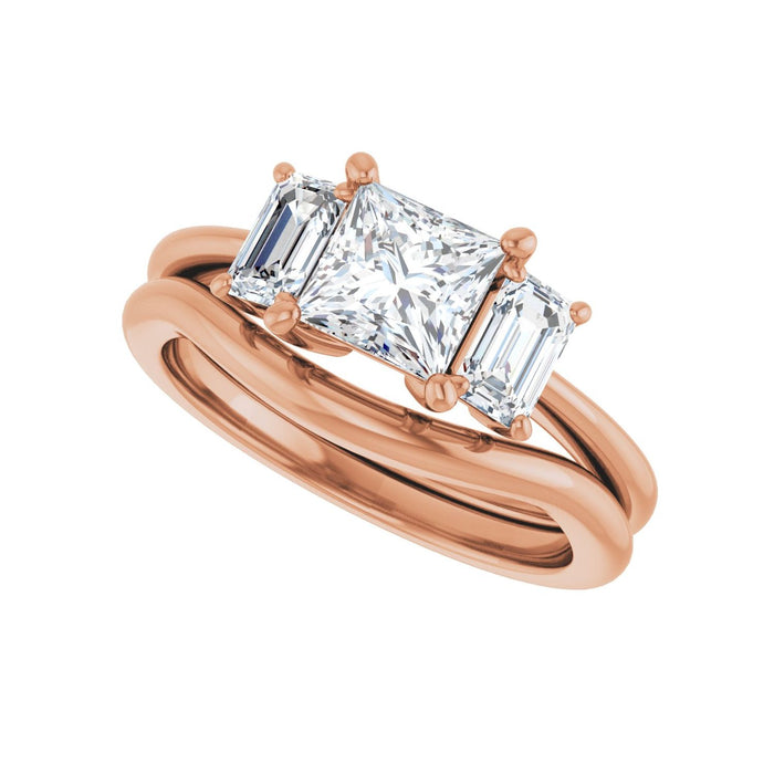 14K Rose Gold 5.5x5.5 mm Square 3/4 CTW Lab-Grown Semi-Set Engagement Ring