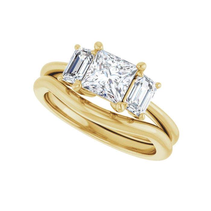 14K Yellow Gold 5.5x5.5 mm Square 3/4 CTW Lab-Grown Semi-Set Engagement Ring