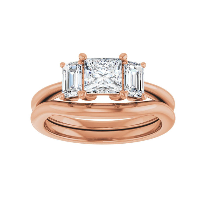 14K Rose Gold 5x5 mm Square 3/4 CTW Lab-Grown Semi-Set Engagement Ring
