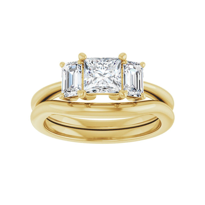 14K Yellow Gold 5x5 mm Square 3/4 CTW Lab-Grown Semi-Set Engagement Ring