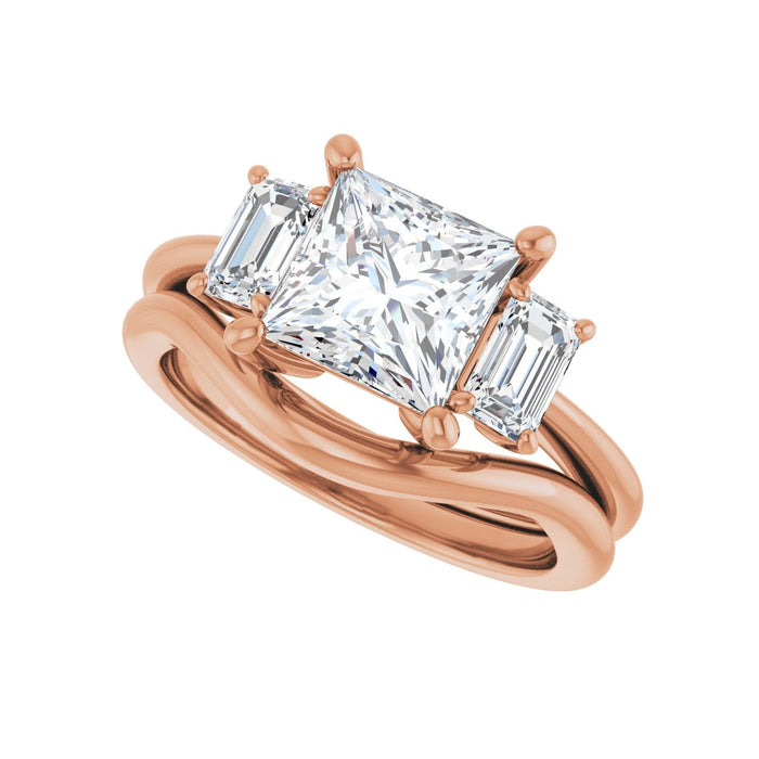 14K Rose Gold 7x7 mm Square 3/4 CTW Lab-Grown Semi-Set Engagement Ring