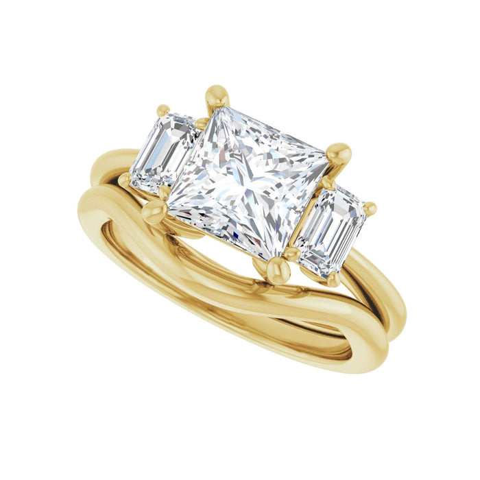 14K Yellow Gold 7x7 mm Square 3/4 CTW Lab-Grown Semi-Set Engagement Ring