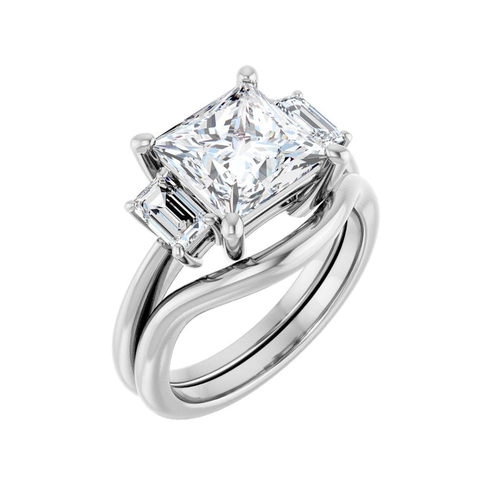 Platinum 8x8 mm Square 3/4 CTW Lab-Grown Semi-Set Engagement Ring