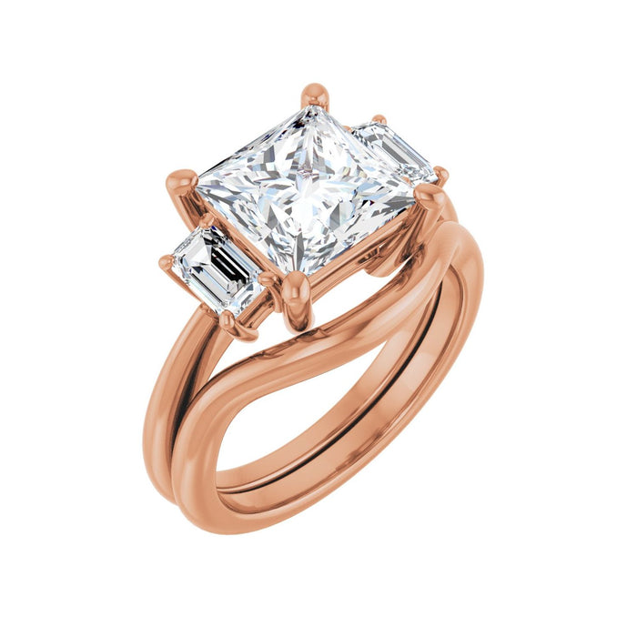 14K Rose Gold 8x8 mm Square 3/4 CTW Lab-Grown Semi-Set Engagement Ring