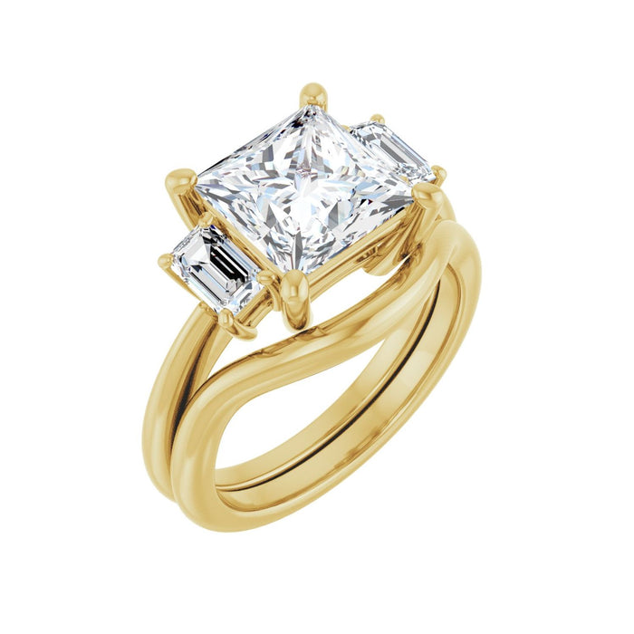 14K Yellow Gold 8x8 mm Square 3/4 CTW Lab-Grown Semi-Set Engagement Ring