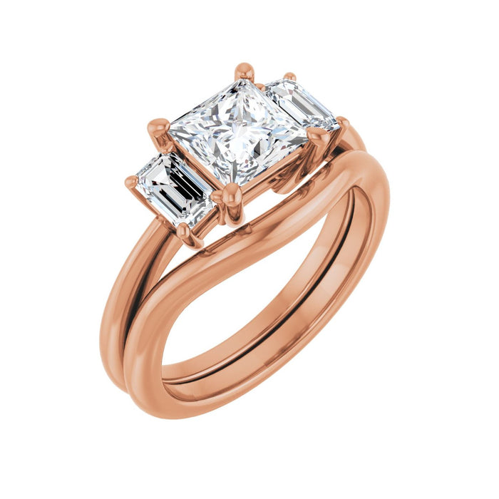 14K Rose Gold 6x6 mm Square 3/4 CTW Lab-Grown Semi-Set Engagement Ring