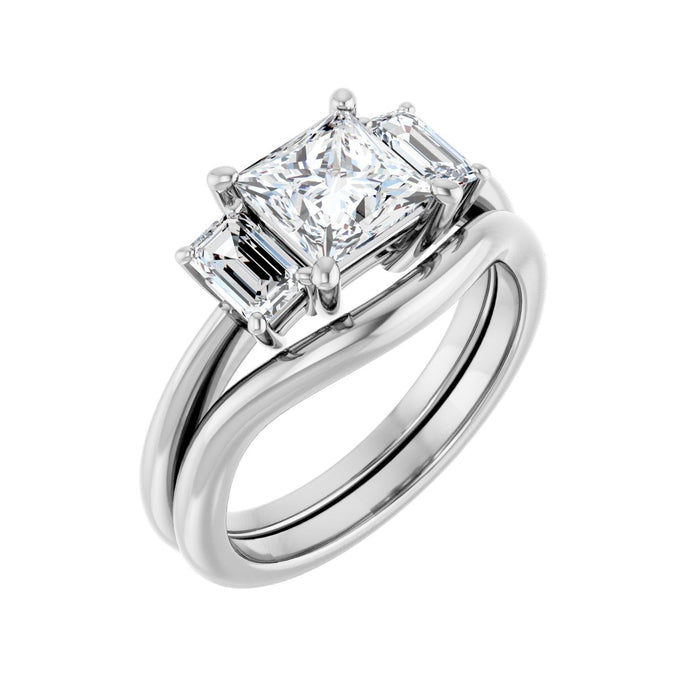 Platinum 6x6 mm Square 3/4 CTW Lab-Grown Semi-Set Engagement Ring