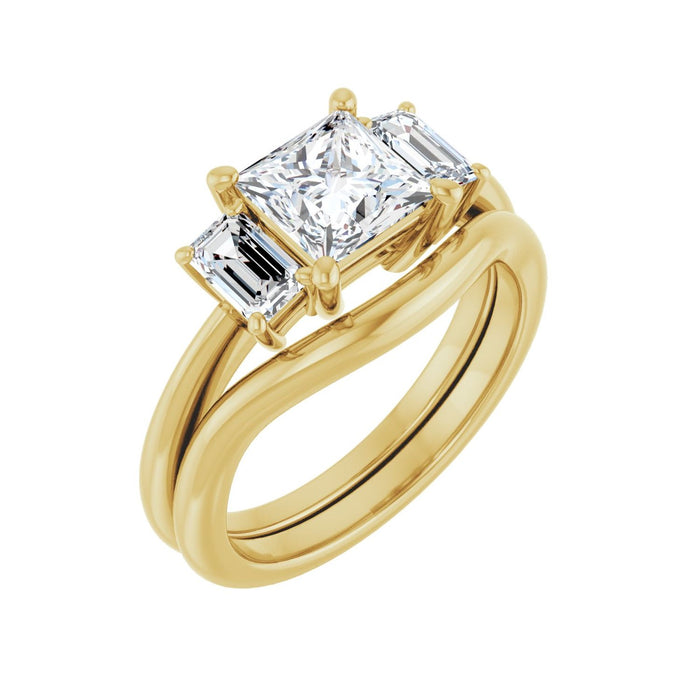 14K Yellow Gold 6x6 mm Square 3/4 CTW Lab-Grown Semi-Set Engagement Ring