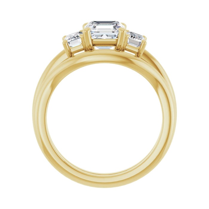 14K Yellow Gold 6x6 mm Asscher 3/4 CTW Lab-Grown Semi-Set Engagement Ring