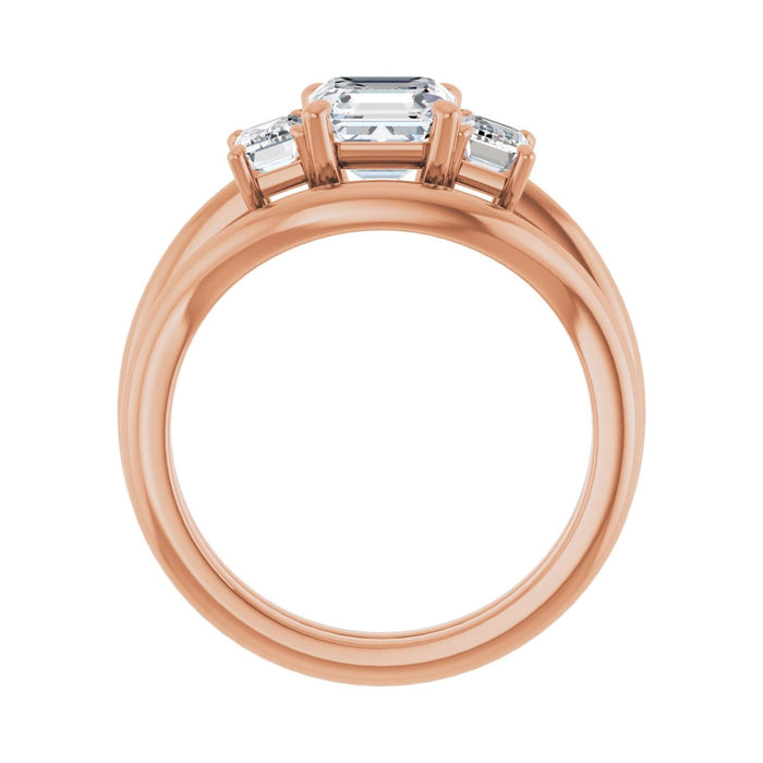 14K Rose Gold 6x6 mm Asscher 3/4 CTW Lab-Grown Semi-Set Engagement Ring