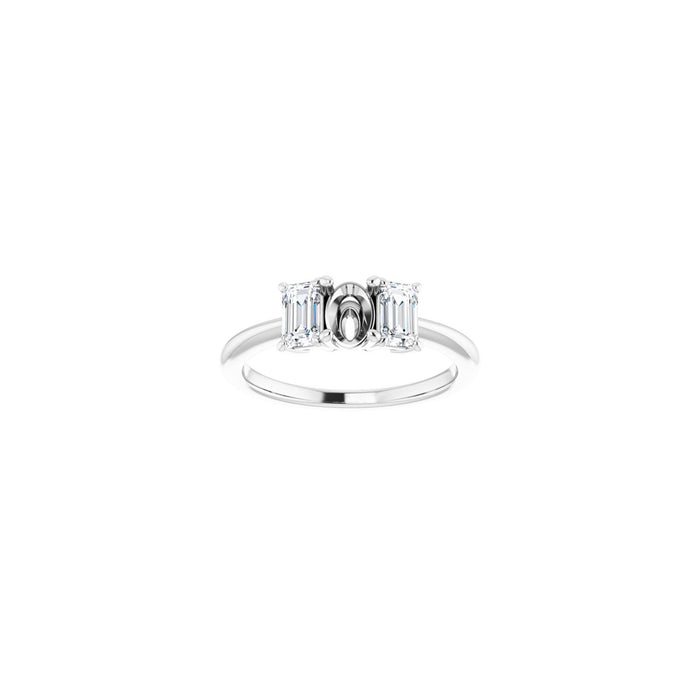 Platinum 6x4 mm Oval 3/4 CTW Lab-Grown Semi-Set Engagement Ring