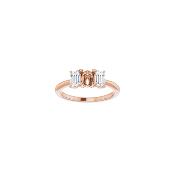 14K Rose Gold 6x4 mm Oval 3/4 CTW Lab-Grown Semi-Set Engagement Ring