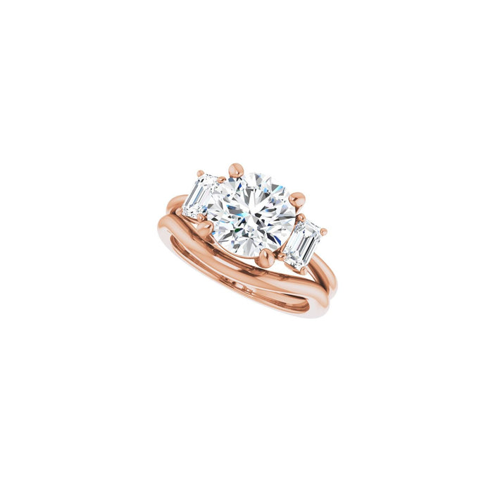 14K Rose Gold 8.8 mm Round 3/4 CTW Lab-Grown Semi-Set Engagement Ring