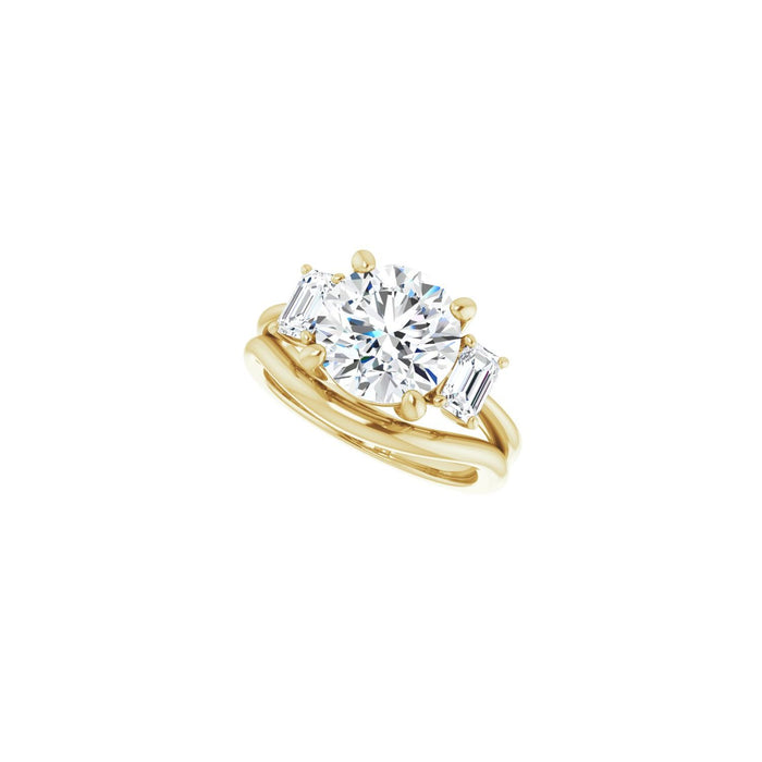 14K Yellow Gold 9.4 mm Round 3/4 CTW Lab-Grown Semi-Set Engagement Ring