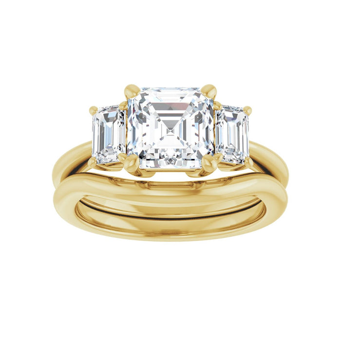 14K Yellow Gold 7x7 mm Asscher 3/4 CTW Lab-Grown Semi-Set Engagement Ring