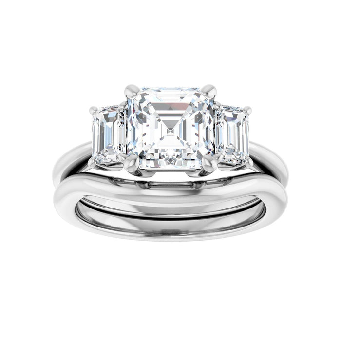 Platinum 7x7 mm Asscher 3/4 CTW Lab-Grown Semi-Set Engagement Ring