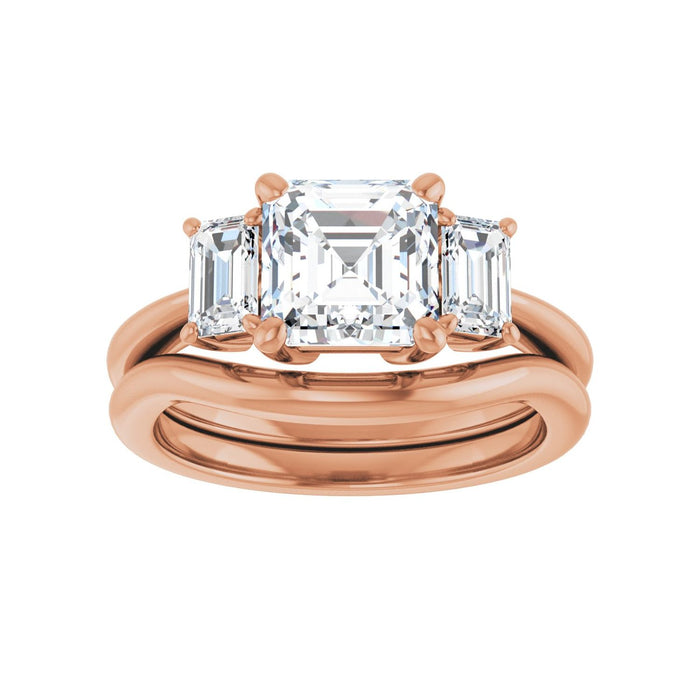 14K Rose Gold 7x7 mm Asscher 3/4 CTW Lab-Grown Semi-Set Engagement Ring