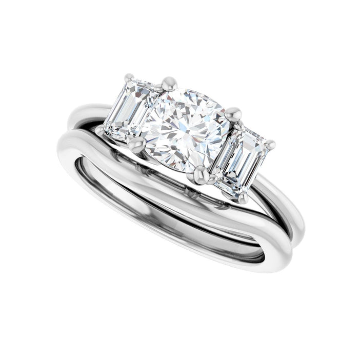 Platinum 6x6 mm Cushion 3/4 CTW Lab-Grown Semi-Set Engagement Ring