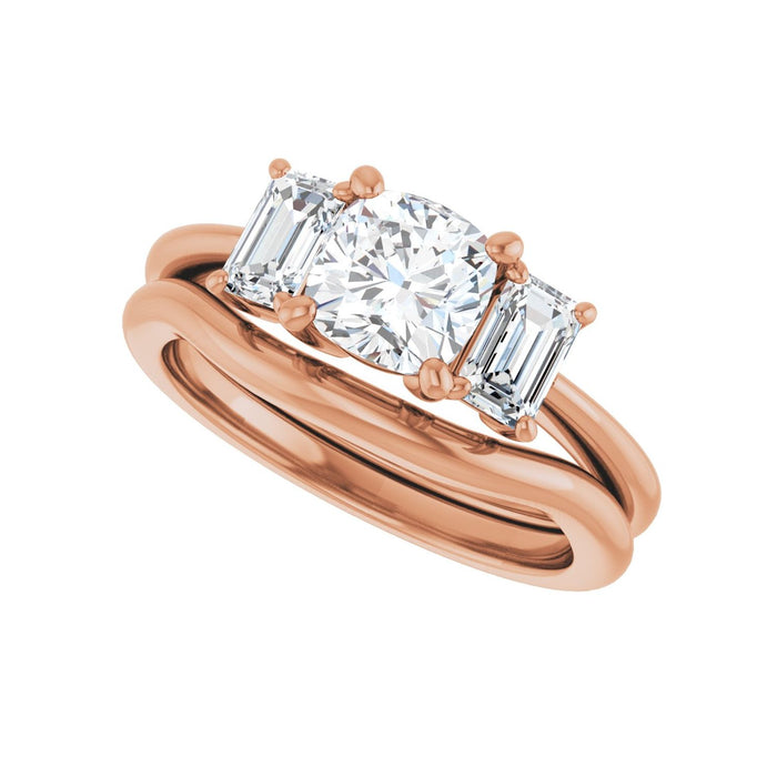 14K Rose Gold 6x6 mm Cushion 3/4 CTW Lab-Grown Semi-Set Engagement Ring