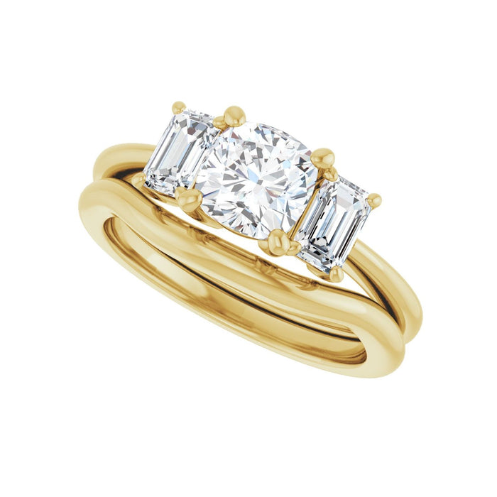 14K Yellow Gold 6x6 mm Cushion 3/4 CTW Lab-Grown Semi-Set Engagement Ring