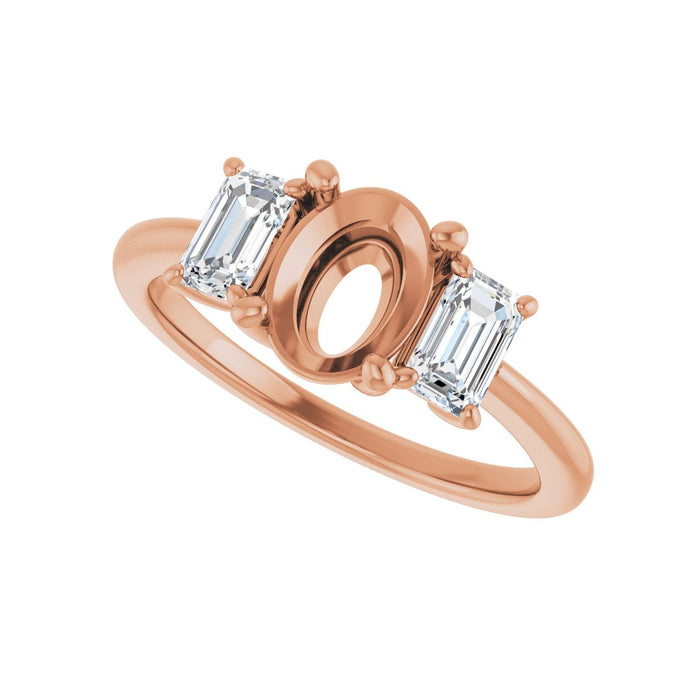 14K Rose Gold 8x6 mm Oval 3/4 CTW Lab-Grown Semi-Set Engagement Ring