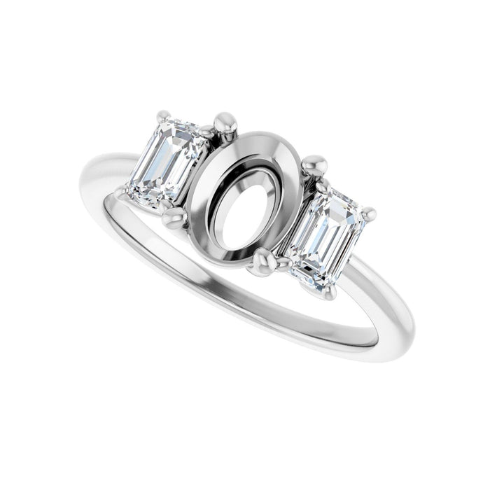 Platinum 8x6 mm Oval 3/4 CTW Lab-Grown Semi-Set Engagement Ring