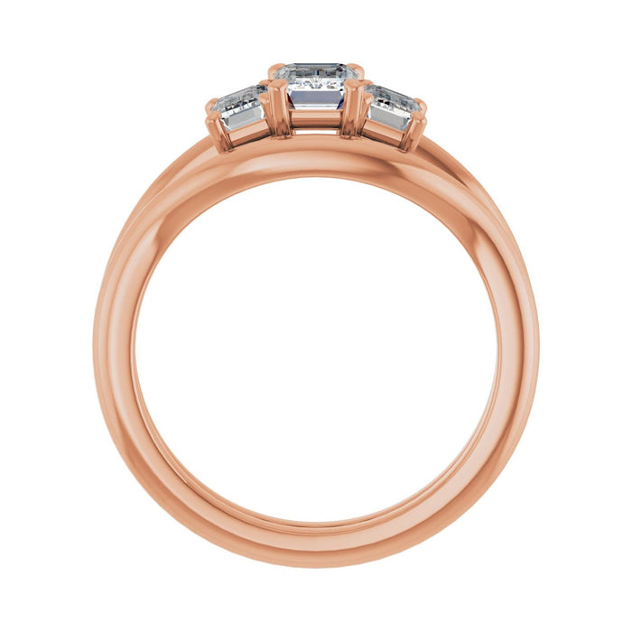 14K Rose Gold 6x4 mm Emerald 3/4 CTW Lab-Grown Semi-Set Engagement Ring