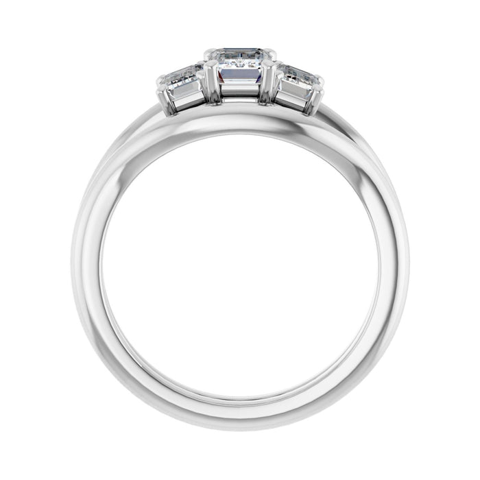 14K White Gold 6x4 mm Emerald 3/4 CTW Lab-Grown Semi-Set Engagement Ring