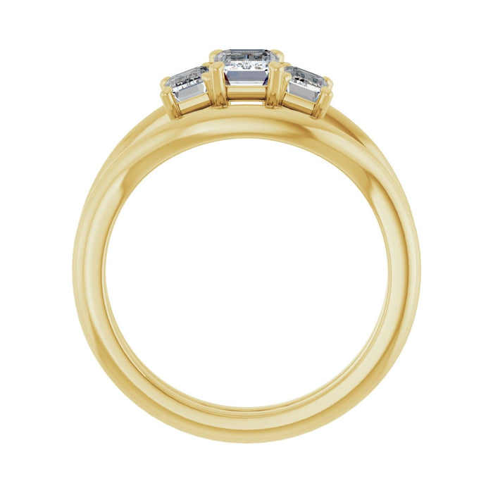 14K Yellow Gold 6x4 mm Emerald 3/4 CTW Lab-Grown Semi-Set Engagement Ring