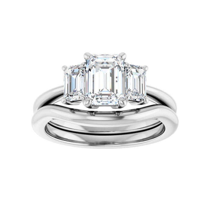 14K White Gold 7x5 mm Emerald 5/8 CTW Lab-Grown Semi-Set Engagement Ring
