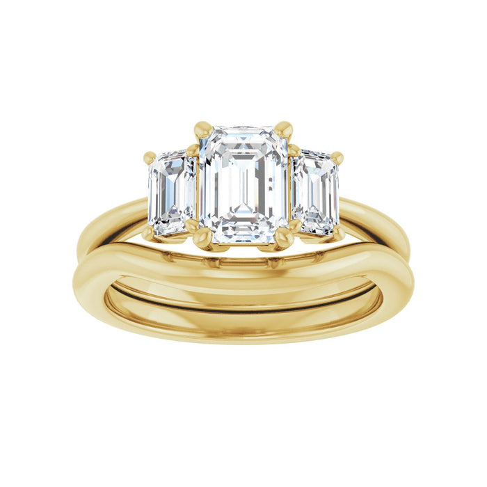 14K Yellow Gold 7x5 mm Emerald 5/8 CTW Lab-Grown Semi-Set Engagement Ring