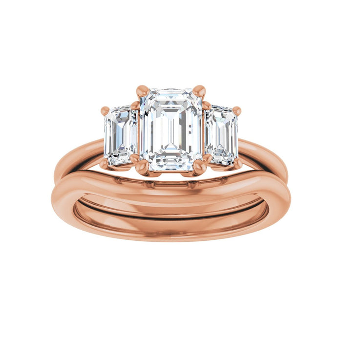 14K Rose Gold 7x5 mm Emerald 5/8 CTW Lab-Grown Semi-Set Engagement Ring