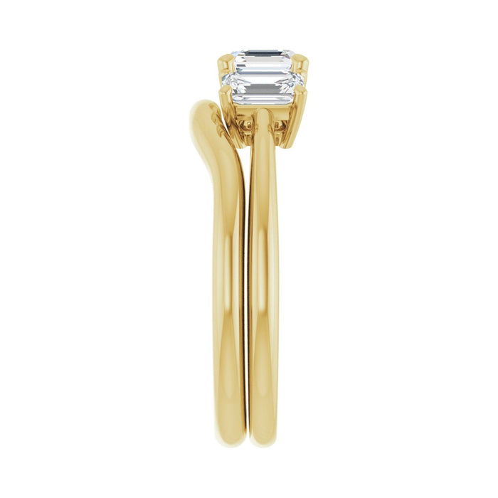 14K Yellow Gold 5x5 mm Asscher 3/4 CTW Lab-Grown Semi-Set Engagement Ring