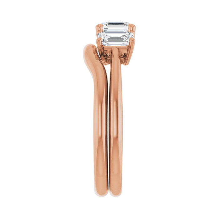 14K Rose Gold 5x5 mm Asscher 3/4 CTW Lab-Grown Semi-Set Engagement Ring