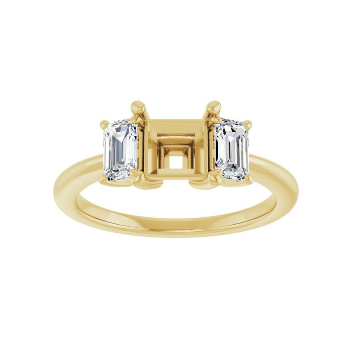 14K Yellow Gold 5.5x5.5 mm Square 3/4 CTW Lab-Grown Semi-Set Engagement Ring