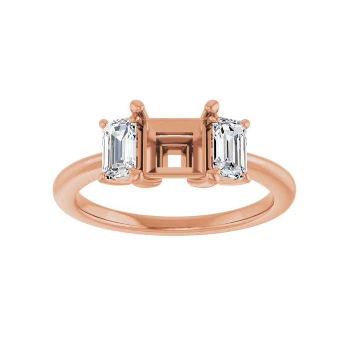 14K Rose Gold 5.5x5.5 mm Square 3/4 CTW Lab-Grown Semi-Set Engagement Ring
