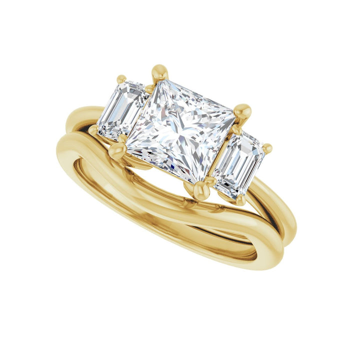14K Yellow Gold 6.5x6.5 mm Square 3/4 CTW Lab-Grown Semi-Set Engagement Ring