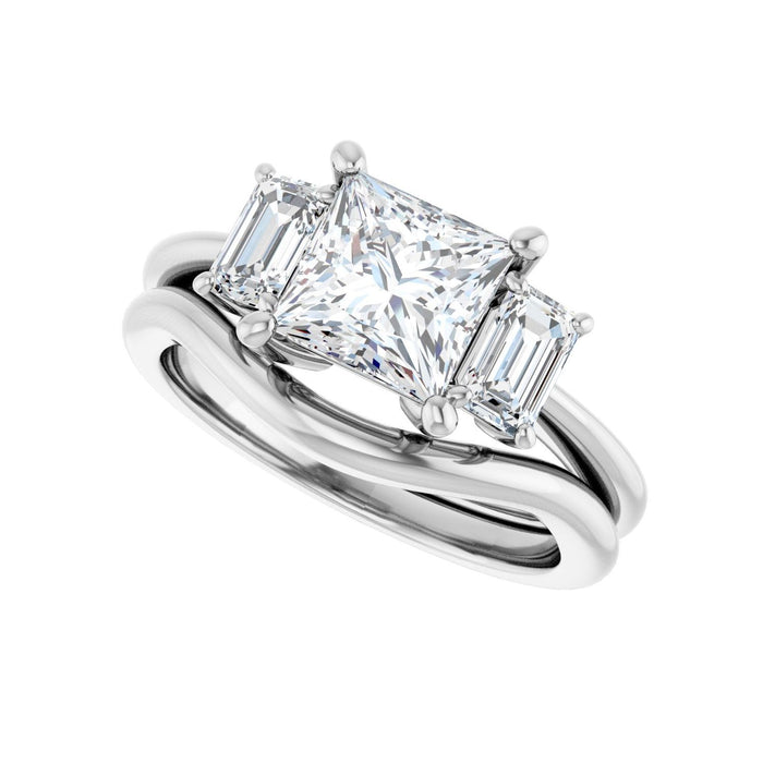 14K White Gold 6.5x6.5 mm Square 3/4 CTW Lab-Grown Semi-Set Engagement Ring