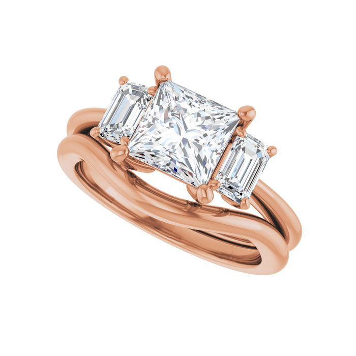 14K Rose Gold 6.5x6.5 mm Square 3/4 CTW Lab-Grown Semi-Set Engagement Ring