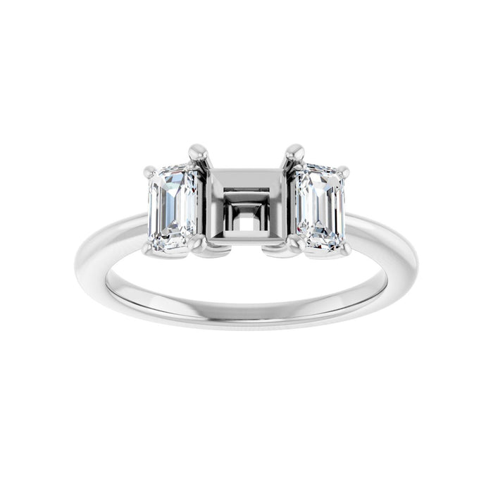 14K White Gold 5x5 mm Square 3/4 CTW Lab-Grown Semi-Set Engagement Ring