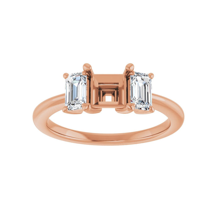 14K Rose Gold 5x5 mm Square 3/4 CTW Lab-Grown Semi-Set Engagement Ring