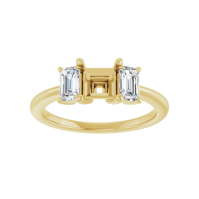 14K Yellow Gold 5x5 mm Square 3/4 CTW Lab-Grown Semi-Set Engagement Ring