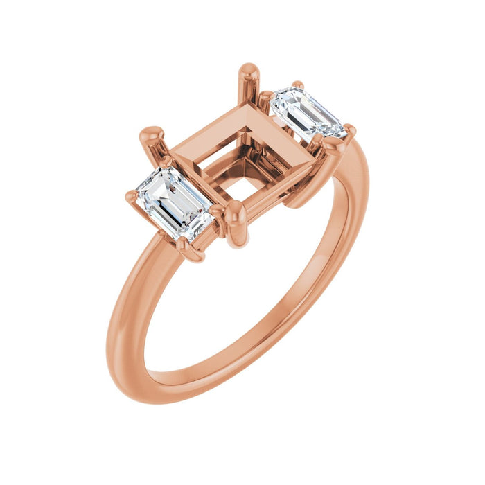 14K Rose Gold 7x7 mm Square 3/4 CTW Lab-Grown Semi-Set Engagement Ring