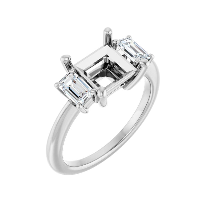 14K White Gold 7x7 mm Square 3/4 CTW Lab-Grown Semi-Set Engagement Ring