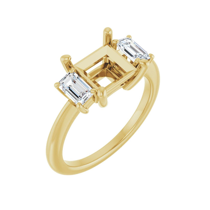 14K Yellow Gold 7x7 mm Square 3/4 CTW Lab-Grown Semi-Set Engagement Ring