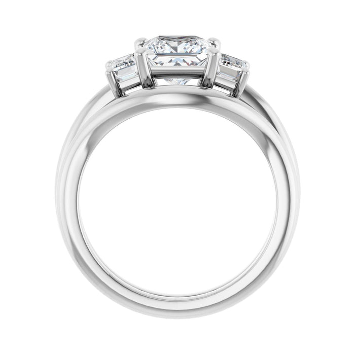 14K White Gold 6x6 mm Square 3/4 CTW Lab-Grown Semi-Set Engagement Ring