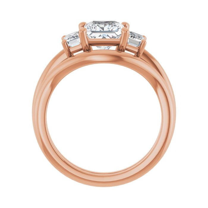 14K Rose Gold 6x6 mm Square 3/4 CTW Lab-Grown Semi-Set Engagement Ring